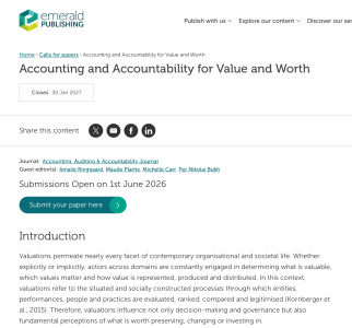 Accounting and Accountability for Value and Worth